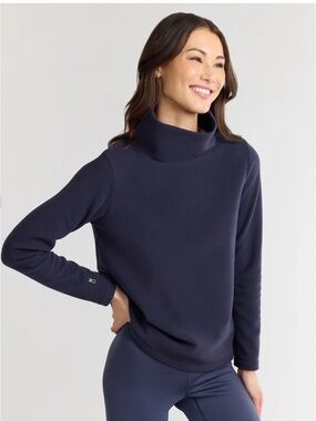 Dudley Stephens Women's Terry Fleece Greenpoint Turtleneck Navy Size L Comfy